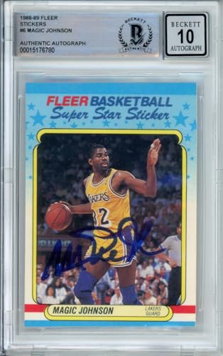 1988-89 Fleer Stickers #6 Magic Johnson Los Angeles Lakers BGS Autograph 10