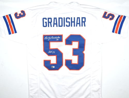 Randy Gradishar Autographed White Pro Style Jersey w/HOF - Beckett W Hologram