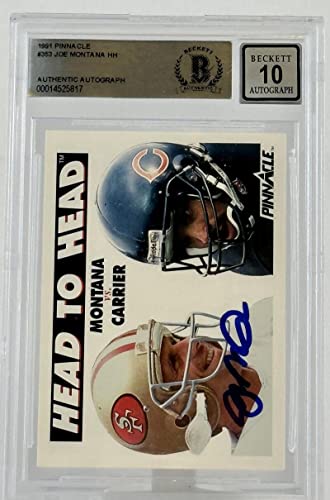 1991 Pinnacle Head to Head #353 Joe Montana Auto SF 49ers BGS Autograph 10