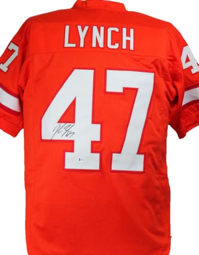 John Lynch Autographed Orange Pro Style Jersey- Beckett W *Black