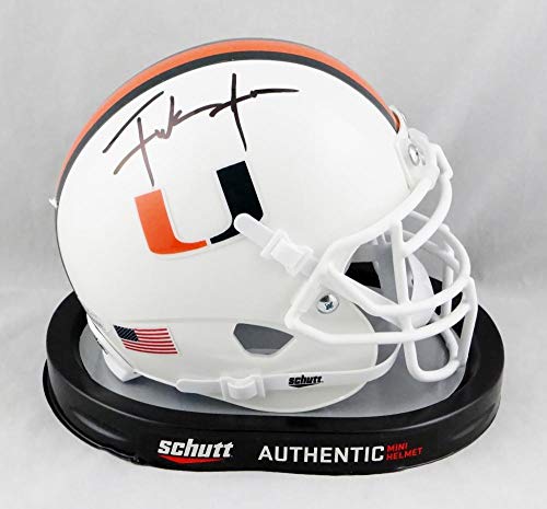 Frank Gore Autographed Miami Hurricanes Schutt Mini Helmet- JSA Witnessed Auth