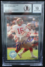 1991 Pro Set Platinum #139 Joe Montana Auto San Francisco 49ers BGS Autograph 10