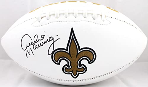 Archie Manning Autographed New Orleans Saints Logo Football-Fanatics *Black