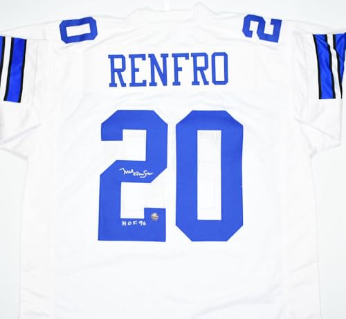 Mel Renfro Autographed White Pro Style Jersey w/HOF - Prova *Silver *2