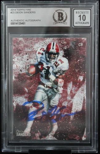 2014 Topps Fire #23 Deion Sanders Dallas Cowboys BGS Autograph 10