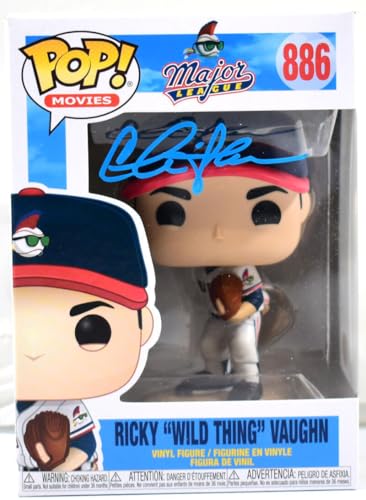 Charlie Sheen Autographed Ricky "Wild Thing" Vaughn Funko Pop #886- JSA W *Blue