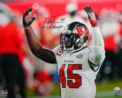 Devin White Signed Buccaneers 16x20 Arms Up Photo W/ Insc- Beckett W Auth *Blac