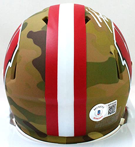 T.J. Watt Signed Wisconsin Badgers Camo Speed Mini Helmet- Beckett W Holo *White
