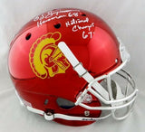 O. J. Simpson Signed USC Trojans F/S Chrome Helmet w/ 2 Insc - JSA W Auth *White