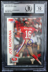 1992 Pro Set #649 Joe Montana Auto San Francisco 49ers BGS Autograph 10