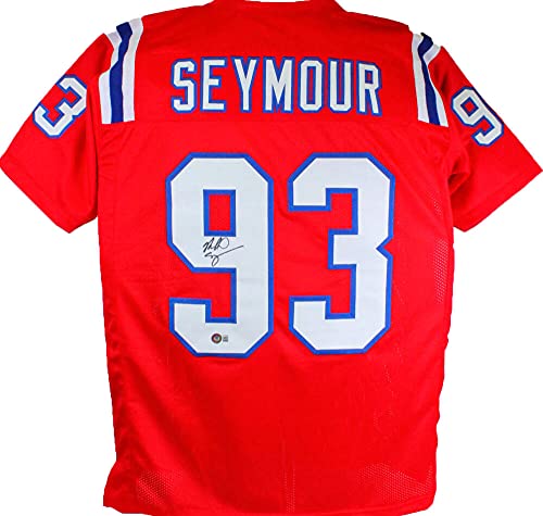 Richard Seymour Autographed Red Pro Style Jersey- Beckett W *Black