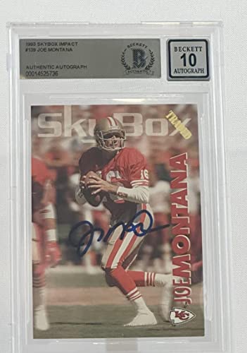 1993 Skybox Impact #139 Joe Montana Auto Kansas City Chiefs BGS Autograph 10