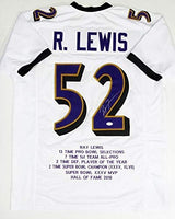 Ray Lewis Autographed White Pro Style STAT Jersey - JSA W Auth *2