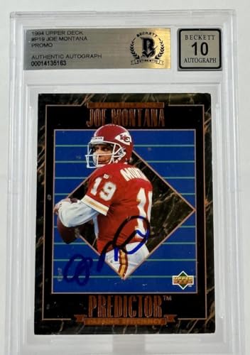 1994 Upper Deck Predictor Promo #P19 Joe Montana Auto KC Chiefs BGS Autograph 10