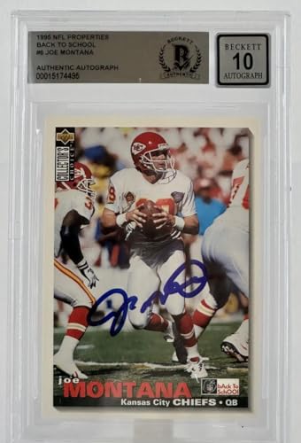 1995 NFL Properties Back to School #6 Joe Montana Auto KC Chiefs BGS Auto 10