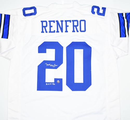 Mel Renfro Autographed White Pro Style Jersey w/HOF - Prova *Silver *2
