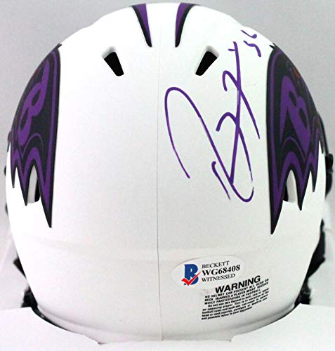 Ray Lewis Autographed Baltimore Ravens Lunar Mini Helmet- Beckett W *Purple