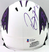 Ray Lewis Autographed Baltimore Ravens Lunar Mini Helmet- Beckett W *Purple