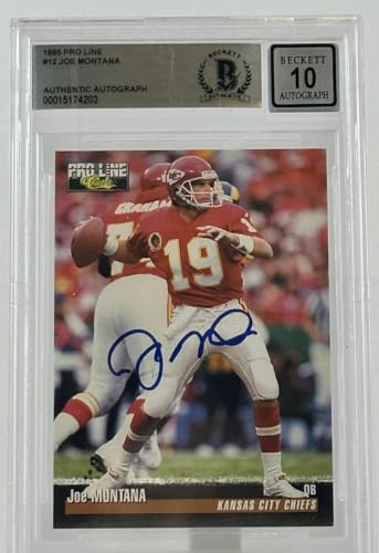 1995 Pro Line #12 Joe Montana Auto Kansas City Chiefs BGS Autograph 10