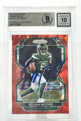 2021 Panini Prizm Red Cracked Ice #346 Elijah Moore RC Jets BGS Auto 10