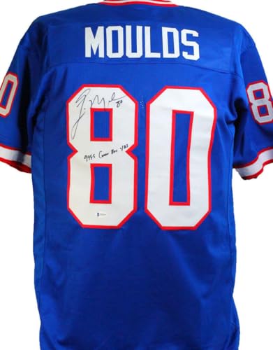 Eric Moulds Autographed Blue Pro Style Jersey W/ Insc- Beckett W *Black