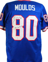 Eric Moulds Autographed Blue Pro Style Jersey W/ Insc- Beckett W *Black