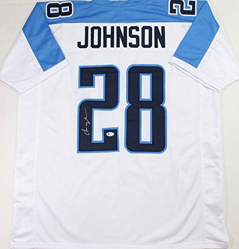 Chris Johnson Autographed White Pro Style Jersey - Beckett W Auth *2