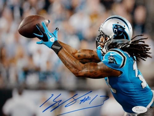Kelvin Benjamin Signed Carolina Panthers 8x10 Reaching for Pass Photo JSA W Auth