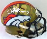 Terrell Davis Autographed Broncos Camo Mini Helmet w HOF- Beckett W *White