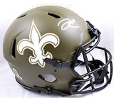 Derek Carr Signed Saints F/S Salute to Service Speed Authentic Helmet-BA W Holo