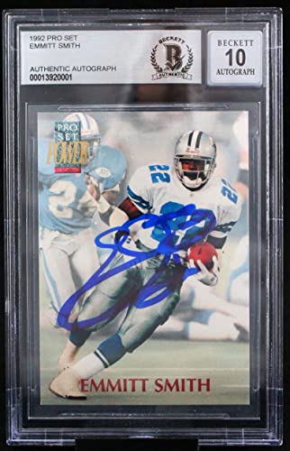 1992 Pro Set #1 Emmitt Smith Auto Dallas Cowboys BGS Autograph 10