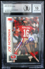 1992 Pro Set #649 Joe Montana Auto San Francisco 49ers BGS Autograph 10