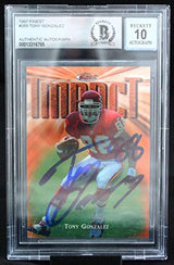 1997 Finest #269 Tony Gonzalez Kansas City Chiefs BGS Autograph 10