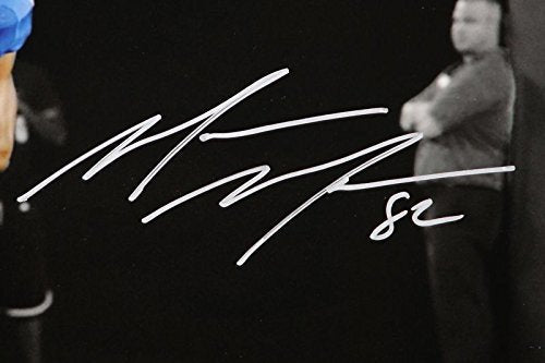 Mario Manningham Autographed 16x20 NY B/W & Color Photo- JSA Authenticated