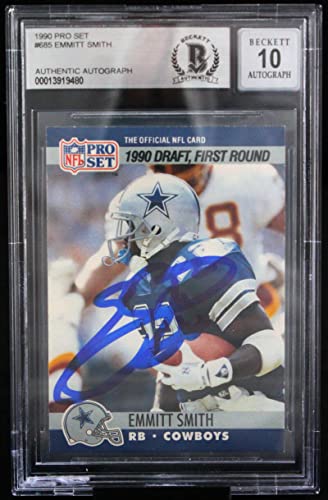 1990 Pro Set #685 Emmitt Smith Auto Dallas Cowboys BGS Autograph 10