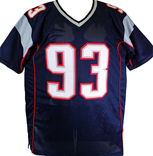 Richard Seymour Autographed Blue Pro Style Jersey- Beckett W *Black