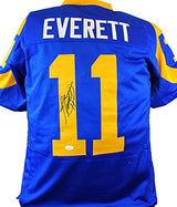 Jim Everett Autographed Blue Pro Style Jersey- JSA W Auth *Black