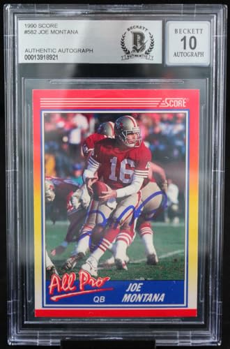 1990 Score #582 Joe Montana Auto San Francisco 49ers BGS Autograph 10
