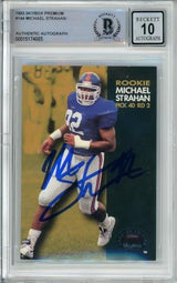 1993 Skybox Premium #144 Michael Strahan RC New York Giants BGS Autograph 10