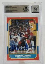 1986-87 Fleer #82 Hakeem Olajuwon RC Houston Rockets BGS Autograph 10
