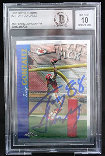 1997 Topps Chrome #24 Tony Gonzalez Kansas City Chiefs BGS Autograph 10