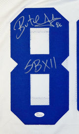 Butch Johnson Autographed White Pro Style Jersey W/ SB- JSA Witnessed Auth