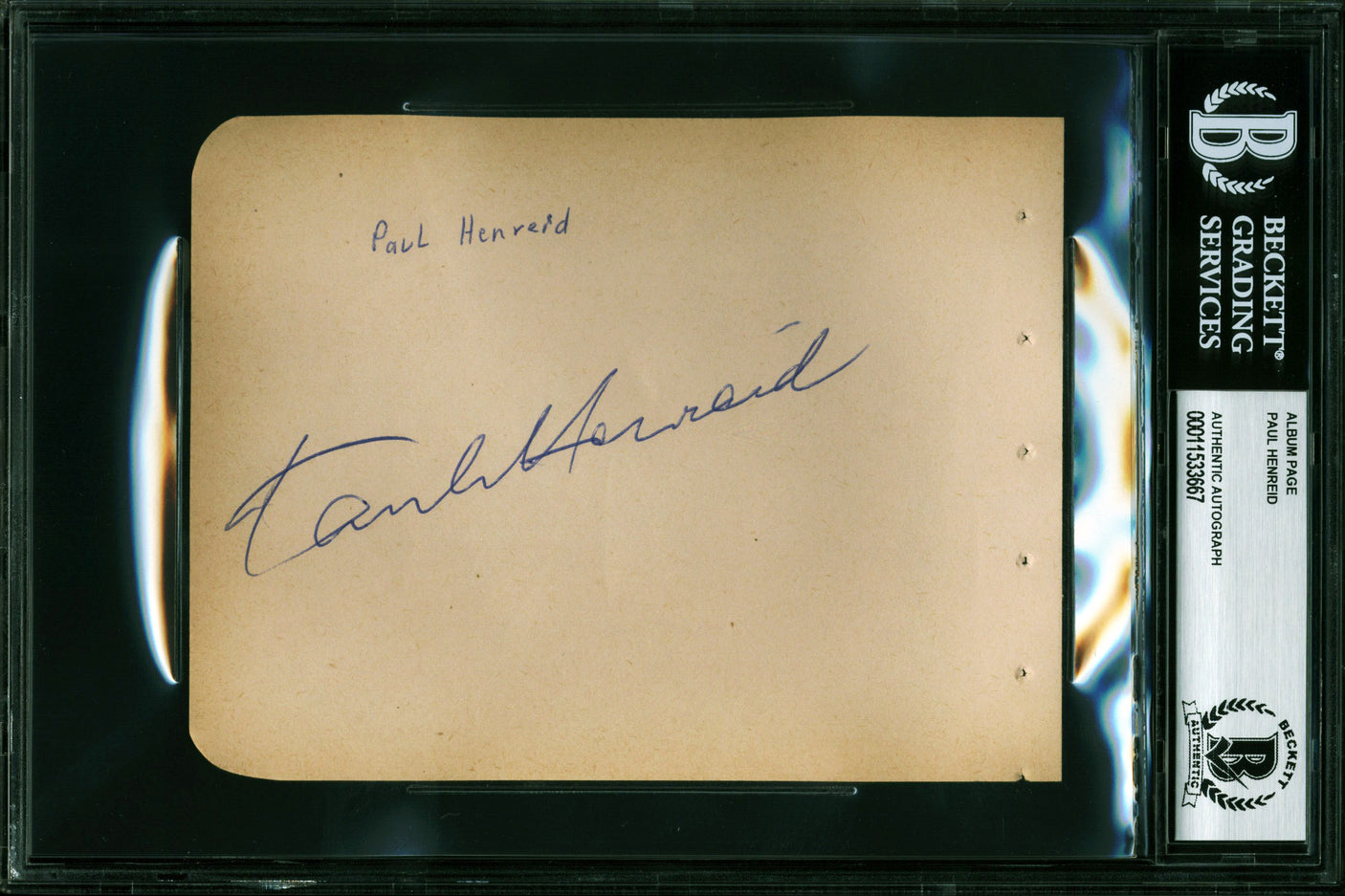 Paul Henreid Casablanca Authentic Signed 4.5x5.75 Album Page BAS Slabbed