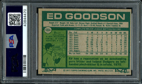 Ed Goodson Autographed 1977 Topps Card #584 Los Angeles Dodgers PSA/DNA #43844470