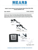 Rockets Charles Barkley Signed 1996-97 Game Used Nike Air CB4 Shoes PSA & Mears