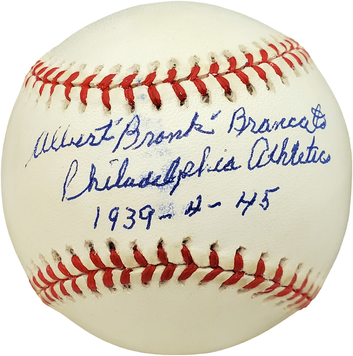 Albert Al "Bronk" Brancato Autographed Official AL Baseball Philadelphia A's "Philadelphia Athletics 1939-4-45" Beckett BAS #V68097