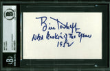 Hawks Bill Tosheff "NBA Rookie Of The Year 1952" Signed 3x5 Index Card BAS Slab