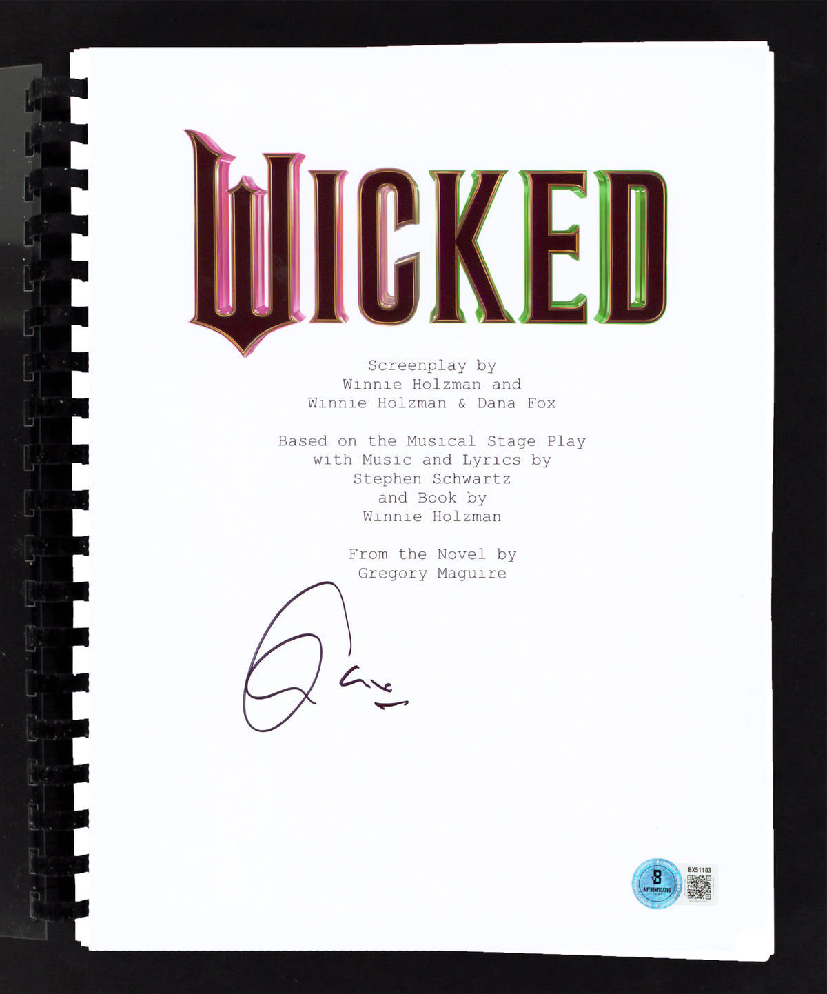 Cynthia Erivo Wicked Authentic Signed Movie Script Autographed BAS #BX51103