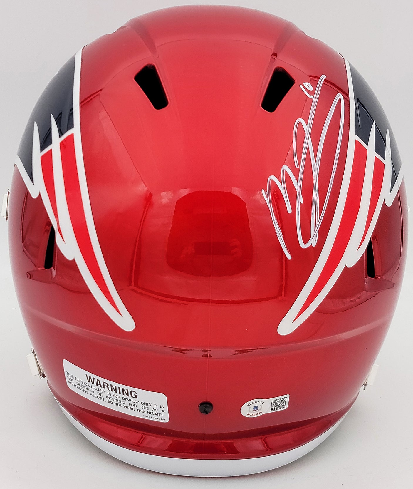Mac Jones Autographed New England Patriots Flash Red Full Size Replica Speed Helmet Beckett BAS QR Stock #202962