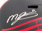 Mac Jones Autographed New England Patriots Eclipse Black Full Size Replica Speed Helmet Beckett BAS QR Stock #202964